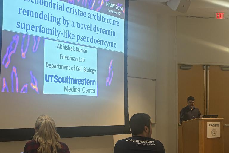 Abhishek presents at the UTSW postdoc symposium