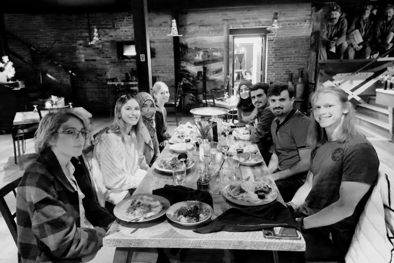 rizwan lab members at a dinner table