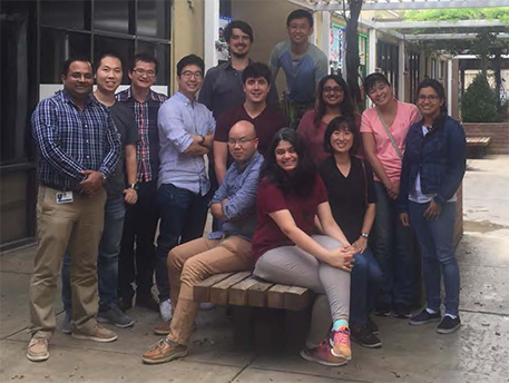 Lab team at lunch to welcome Santosh and Zhou