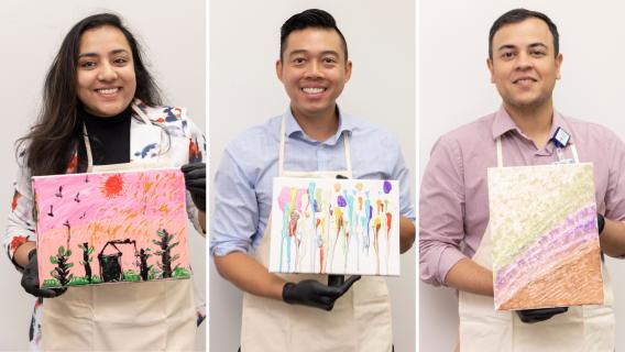 The CMRU team during a team building activity paintings