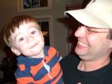 Burstein Lab Member and happy child