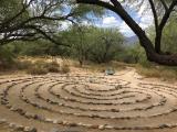 A labyrinth of rocks, laid out in the woods