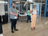 Two people standing