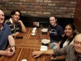 lab group at dinner